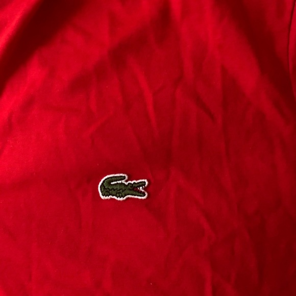 Lacoste Small Men Red Cotton Button T Shirt - Picture 5 of 6
